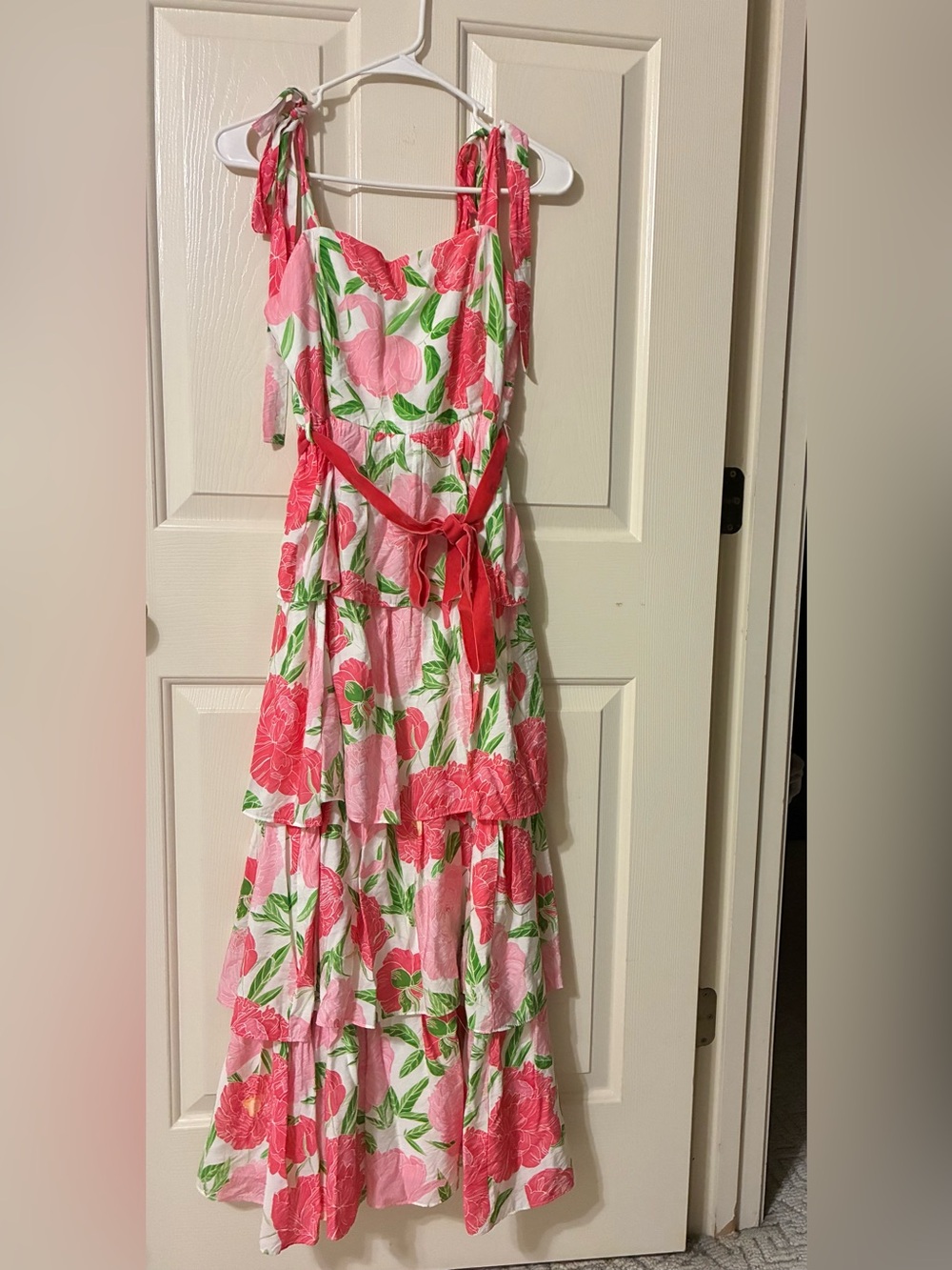 Gorgeous Summer or Spring Tiered Maxi Dress with belt